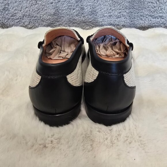 J. Crew Winona Penny Loafer Spanish Canvas Black Khaki Women's Size 9 NEW - Picture 3 of 8